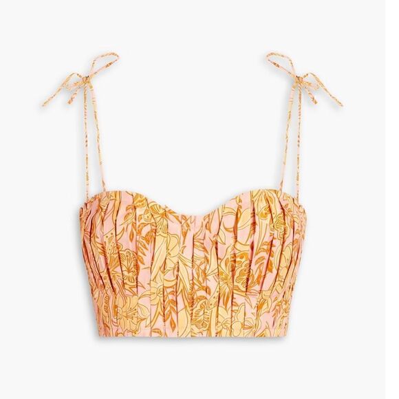 AGUA BY AGUA BENDITA Moringa pleated floral-print cotton bra top NWT XL - Picture 2 of 9